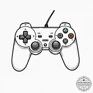 Tattoo design a clean outline of a game contr... - эскиз тату (№1751032205_0, 27.06.2025 13:50) — tattoo-photo.ru