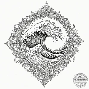 Tattoo design an abstract wave crashing and d... - эскиз тату (№1751032938_0, 27.06.2025 14:02) — tattoo-photo.ru