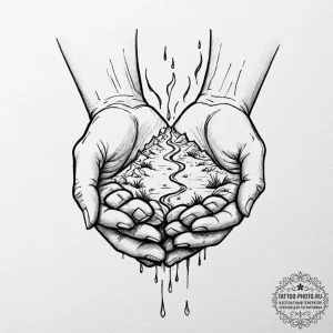 Tattoo design a person's hands held together,... - эскиз тату (№1751033159_0, 27.06.2025 14:05) — tattoo-photo.ru