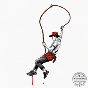 Tattoo design a person climbing a rope, but t... - эскиз тату (№1751033357_0, 27.06.2025 14:09) — tattoo-photo.ru