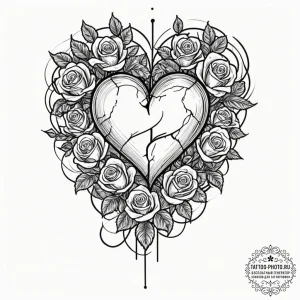 Tattoo sketch a deconstructed heart, showing… — эскиз тату (№1751033793_0, 27.06.2025 14:16) — tattoo-photo.ru