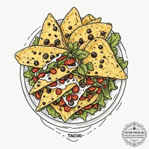 Tattoo sketch a ‘taco’ on one, ‘nachos’ on th… — эскиз тату (№1751034224_0, 27.06.2025 14:23) — tattoo-photo.ru