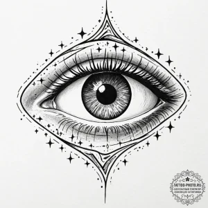 Tattoo sketch a cosmic eye with stars reflect… — эскиз тату (№1751034641_0, 27.06.2025 14:30) — tattoo-photo.ru