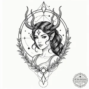 Sagittarius (zodiac sign), tattoo line art, o… — эскиз тату (№1751035410_0, 27.06.2025 14:43) — tattoo-photo.ru