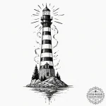 Tattoo sketch a lighthouse lamp, radiating gu… — эскиз тату (№1751035513_0, 27.06.2025 14:45) — tattoo-photo.ru
