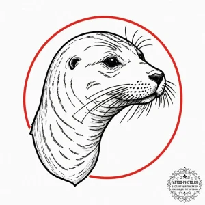 Seal, tattoo sketch design, on a clean white... - эскиз тату (№1751036277_0, 27.06.2025 14:57) — tattoo-photo.ru
