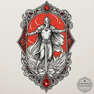 A linework tattoo of excalibur being pulled f... - эскиз тату (№1751036491_0, 27.06.2025 15:01) — tattoo-photo.ru