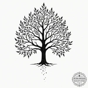 Tattoo design a tree silhouette whose leaves... - эскиз тату (№1751036808_0, 27.06.2025 15:06) — tattoo-photo.ru