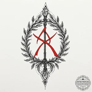 128. tattoo sketch: "rod" rune as a central e... - эскиз тату (№1751037530_0, 27.06.2025 15:18) — tattoo-photo.ru