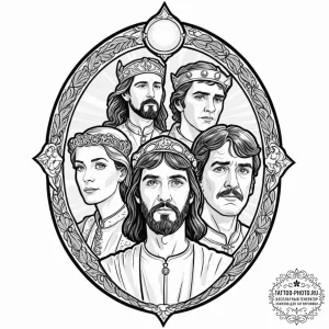 A graphic novel style tattoo of the main char... - эскиз тату (№1751037944_0, 27.06.2025 15:25) — tattoo-photo.ru