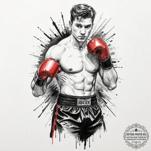 Tattoo design a boxing ring with a powerful f... - эскиз тату (№1751038173_0, 27.06.2025 15:29) — tattoo-photo.ru