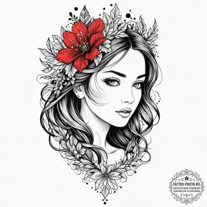 Tattoo design a virgo maiden, half abstract l... - эскиз тату (№1751039129_0, 27.06.2025 15:45) — tattoo-photo.ru
