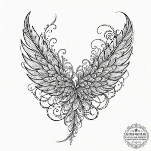 Tattoo design a feather transforming into a b... - эскиз тату (№1751039439_0, 27.06.2025 15:50) — tattoo-photo.ru