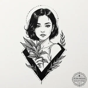 A sketch of mathilda from léon, holding a pla... - эскиз тату (№1751040115_0, 27.06.2025 16:01) — tattoo-photo.ru