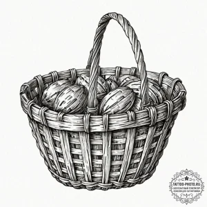 A close-up of a woven basket's texture., arti... - эскиз тату (№1751040327_0, 27.06.2025 16:05) — tattoo-photo.ru