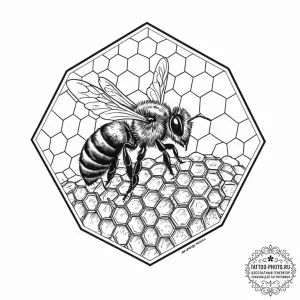 A beekeeper inspecting a honeycomb frame., ta... - эскиз тату (№1751040739_0, 27.06.2025 16:12) — tattoo-photo.ru