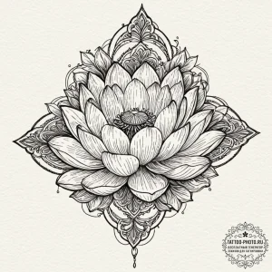 Tattoo sketch a lotus flower, its petals made... - эскиз тату (№1751040836_0, 27.06.2025 16:13) — tattoo-photo.ru