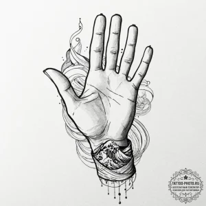 Tattoo sketch a minimalist wave on the wrist.... - эскиз тату (№1751041063_0, 27.06.2025 16:17) — tattoo-photo.ru