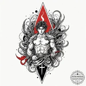 A linework tattoo of the brand of sacrifice f... - эскиз тату (№1751041259_0, 27.06.2025 16:20) — tattoo-photo.ru