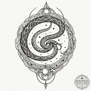Tattoo sketch an abstract uroboros, formed no... - эскиз тату (№1751042178_0, 27.06.2025 16:36) — tattoo-photo.ru