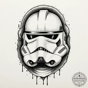 Neo-traditional portrait of a clone trooper,... - эскиз тату (№1751042489_0, 27.06.2025 16:41) — tattoo-photo.ru