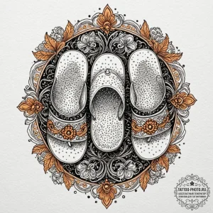 Tattoo design a pair of matching slippers or... - эскиз тату (№1751042895_0, 27.06.2025 16:48) — tattoo-photo.ru