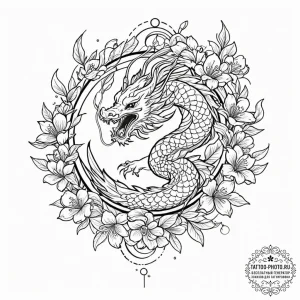 Tattoo design a zodiac flower (e.g., honeysuc... - эскиз тату (№1751043116_0, 27.06.2025 16:51) — tattoo-photo.ru