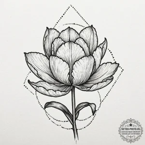 Tulip, tattoo sketch design, dotwork tattoo s... - эскиз тату (№1751043226_0, 27.06.2025 16:53) — tattoo-photo.ru