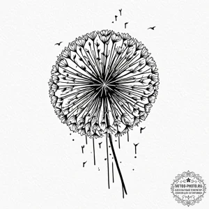 Tattoo design a single dandelion, its seeds n… — эскиз тату (№1751045021_0, 27.06.2025 17:23) — tattoo-photo.ru