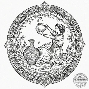 A person throwing a pottery vase on a wheel.,… — эскиз тату (№1751045130_0, 27.06.2025 17:25) — tattoo-photo.ru