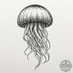 Tattoo sketch a graceful jellyfish, with flow… — эскиз тату (№1751045512_0, 27.06.2025 17:31) — tattoo-photo.ru