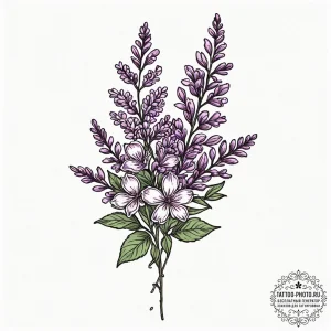 Lilac, ink illustration for tattoo, minimalis… — эскиз тату (№1751045616_0, 27.06.2025 17:33) — tattoo-photo.ru