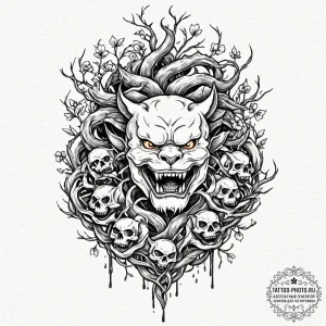 Tattoo design a tree with deep, dark roots ta… — эскиз тату (№1751046053_0, 27.06.2025 17:40) — tattoo-photo.ru