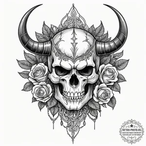 Tattoo sketch a fantasy barbarian’s horned he… — эскиз тату (№1751046358_0, 27.06.2025 17:45) — tattoo-photo.ru