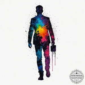 Tattoo sketch a person’s silhouette, with the… — эскиз тату (№1751046465_0, 27.06.2025 17:47) — tattoo-photo.ru