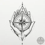 Tattoo sketch a person’s hand holding a compa… — эскиз тату (№1751047225_0, 27.06.2025 18:00) — tattoo-photo.ru