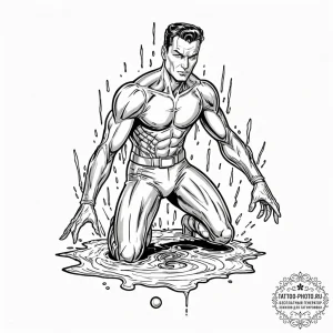124. a graphic novel panel of the t-1000 emer... - эскиз тату (№1751047330_0, 27.06.2025 18:02) — tattoo-photo.ru