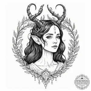 A neo-traditional tattoo of ofelia from pan's... - эскиз тату (№1751047720_0, 27.06.2025 18:08) — tattoo-photo.ru