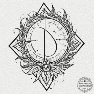 Tattoo sketch: an ornamental design featuring... - эскиз тату (№1751048576_0, 27.06.2025 18:22) — tattoo-photo.ru
