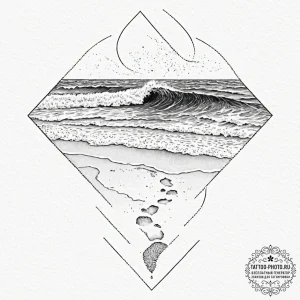 Tattoo sketch a single, powerful wave washing... - эскиз тату (№1751049121_0, 27.06.2025 18:32) — tattoo-photo.ru