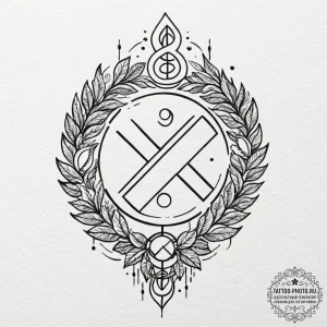 95. tattoo sketch: "vetar" rune surrounded by... - эскиз тату (№1751049440_0, 27.06.2025 18:37) — tattoo-photo.ru