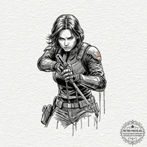 A watercolor sketch of the winter soldier, wi... - эскиз тату (№1751050323_0, 27.06.2025 18:52) — tattoo-photo.ru