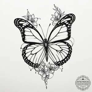 Tattoo sketch a monarch butterfly emerging, w... - эскиз тату (№1751050874_0, 27.06.2025 19:01) — tattoo-photo.ru