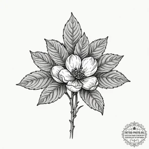 A single cotton plant boll, tattoo line art,... - эскиз тату (№1751051407_0, 27.06.2025 19:10) — tattoo-photo.ru