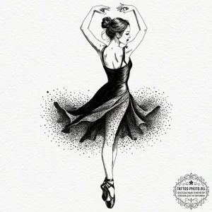 Tattoo sketch a small, graceful dancer's silh... - эскиз тату (№1751052611_0, 27.06.2025 19:30) — tattoo-photo.ru