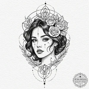 Tattoo sketch a subtle outline of a woman's f... - эскиз тату (№1751053027_0, 27.06.2025 19:37) — tattoo-photo.ru