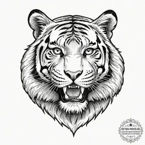 Tiger grin, concept art for tattoo, on a clea... - эскиз тату (№1751053924_0, 27.06.2025 19:52) — tattoo-photo.ru