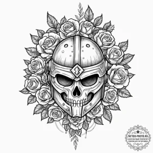 Tattoo design a roman centurion’s helmet, sym… — эскиз тату (№1751054698_0, 27.06.2025 20:04) — tattoo-photo.ru