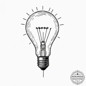 A vintage lightbulb filament glowing, ink ill… — эскиз тату (№1751055728_0, 27.06.2025 20:22) — tattoo-photo.ru