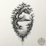 A dense, foggy swamp with spanish moss hangin… — эскиз тату (№1751056218_0, 27.06.2025 20:30) — tattoo-photo.ru